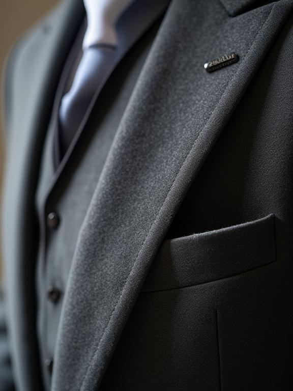 Dettaglio di un abito sartoriale grigio