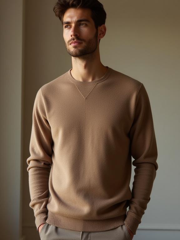 Maglione in cashmere indossato da un modello